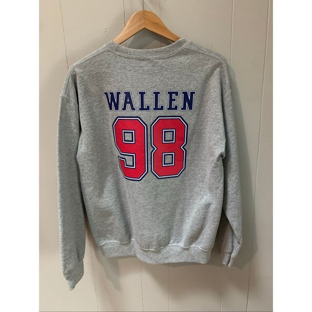 Morgan Wallen 98 Braves Crewneck Unisex Sweatshirt Gray Country Medium